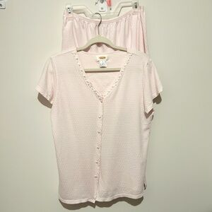 TALBOTS Women's S 2 PC Set Pajamas Shorts Cotton Pink Solid